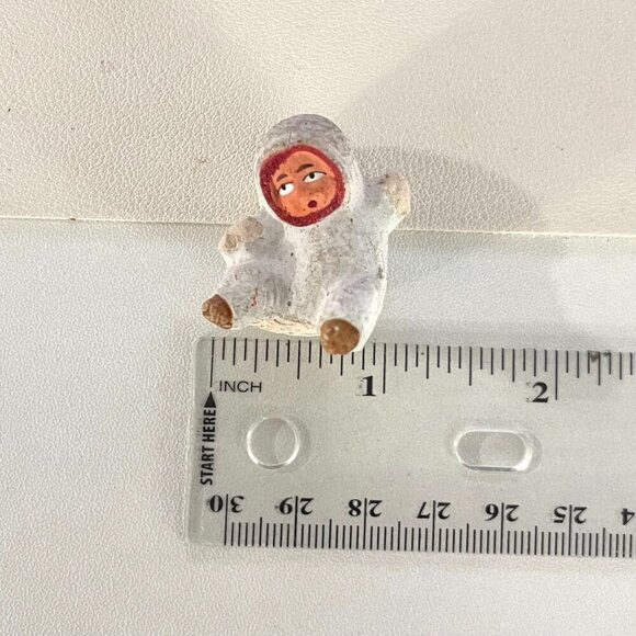 Antique Miniature Snow Baby Child Figurine Primitive Porcelain Bisque Christmas - Picture 9 of 11